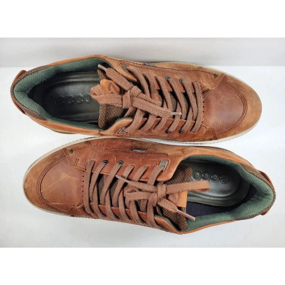 Men's Brown Leather Lace-Up Fashion Sneakers